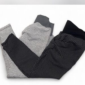 Set of 2 honeycomb HALARA Women's Leggings in Black and Gray